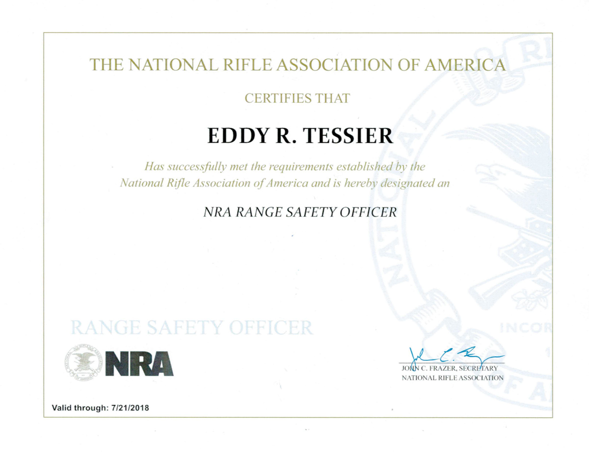 Eddy Tessier NRA RSO Certificate 000087 Houston / Spring LTC